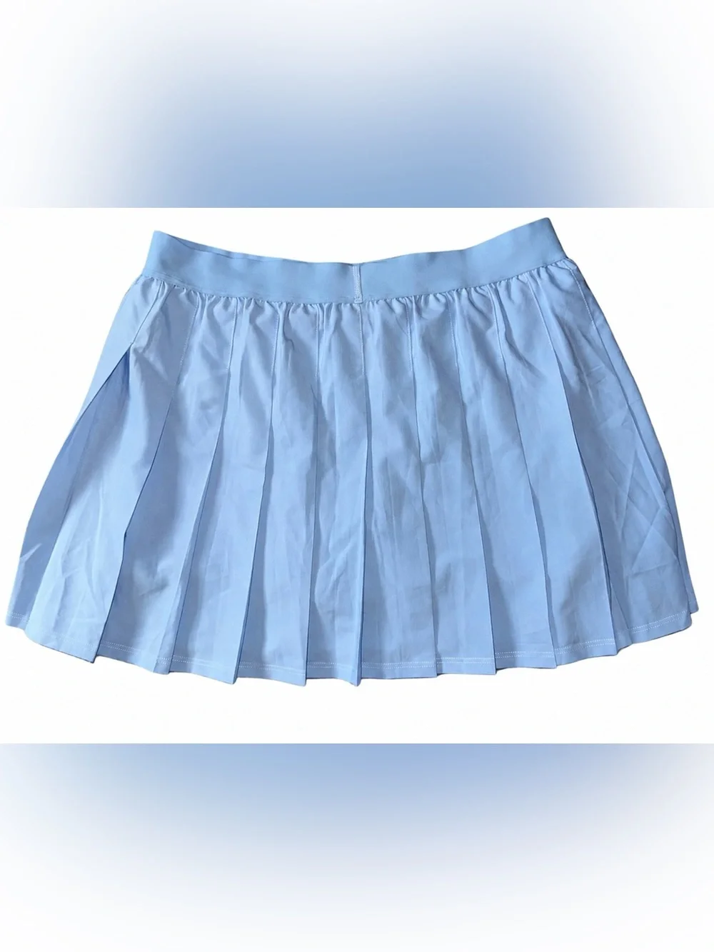 ALO Yoga Varsity Pleated Tennis Mini Skirt in Blue Skies (limited edition)
